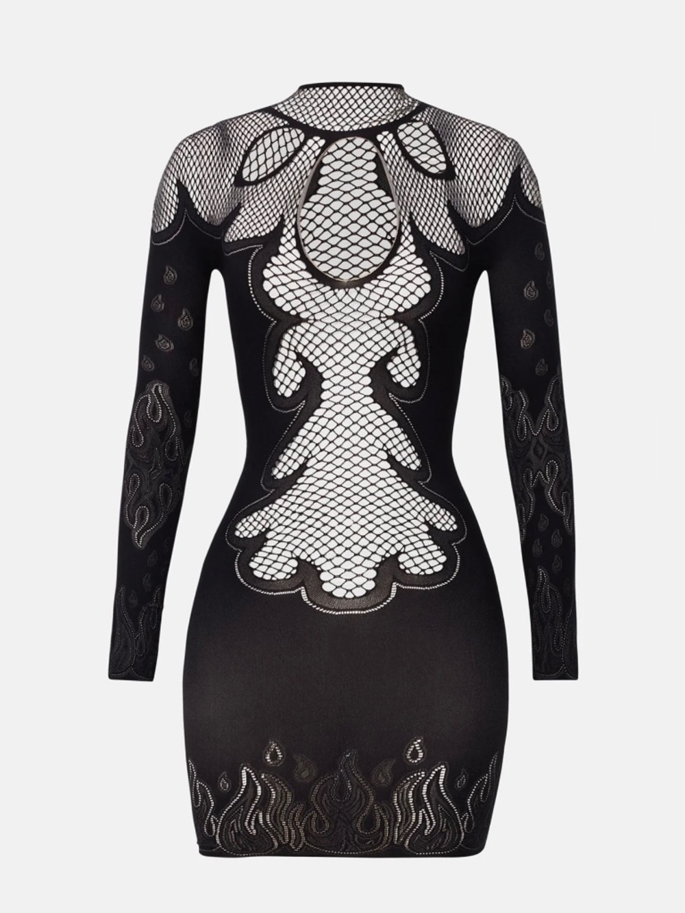 POSTER GIRL As If Flames Fishnet Cutout Mini Dress Black One Size
